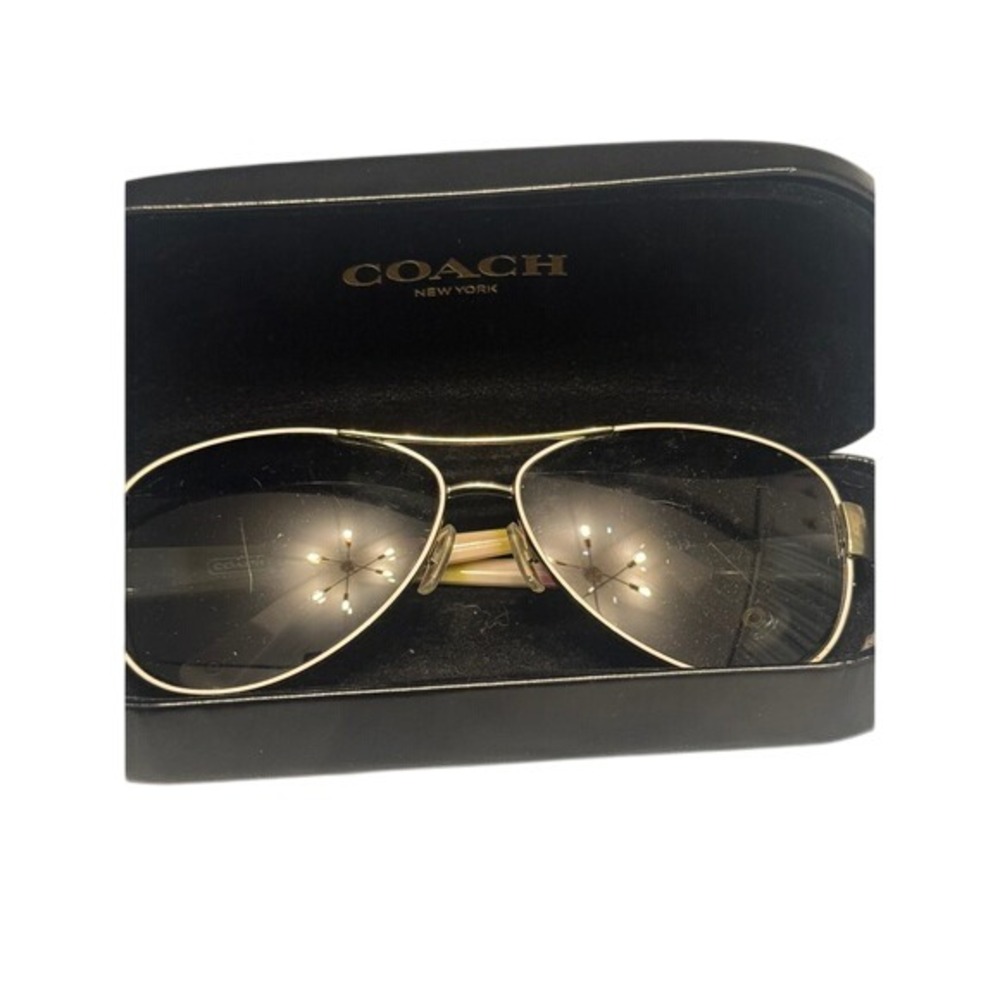 Coach HC7003 L012 Kristina Gold Aviator Sunglasses with Case